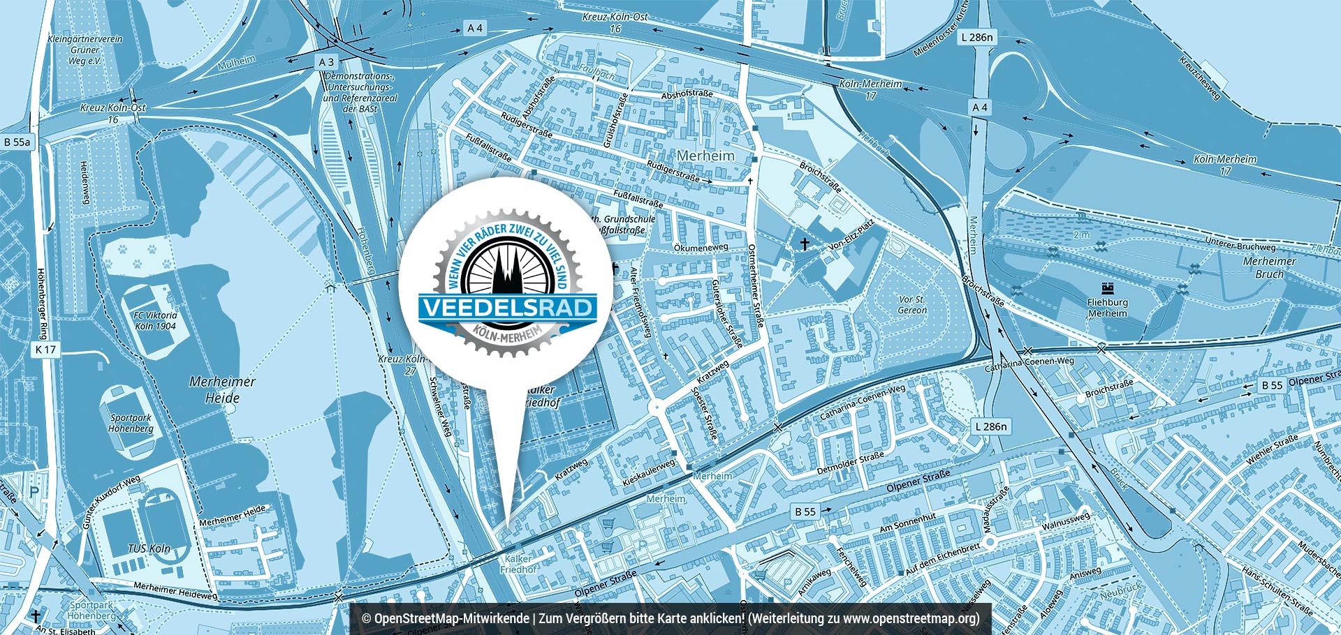 Anfahrtskarte Veedels Rad Köln-Merheim
